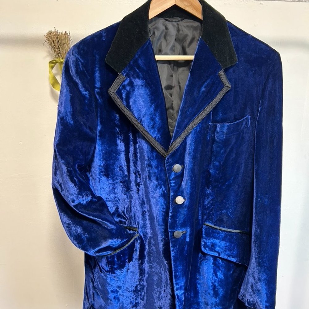 EPIC! Men's 70's Palm Beach Formal Fashions Navy Blue Mod Velvet Tuxedo Jacket